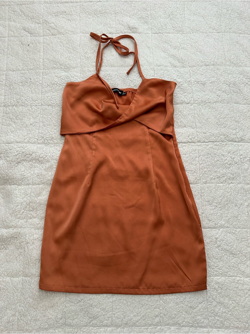 Rust Halter Mini Dress With Cutout Pretty Little Thing